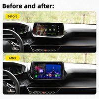 Peugeot 208 and 2008 2019–2026 Android 15 touchscreen stereo with Wireless Apple CarPlay and Android Auto
