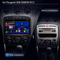 Peugeot 308 308 SW and RCZ Android 15 touchscreen stereo with Wireless Apple CarPlay and Android Auto
