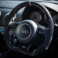 Audi A3 S3 Custom Carbon Fibre Flat Bottom Steering Wheel 8V Front View