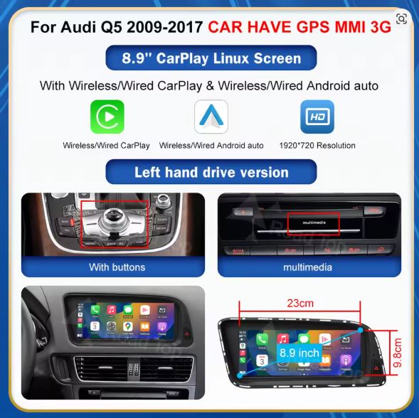 AUDI Q5 CARPLAY SCREEN 2009 - 2017