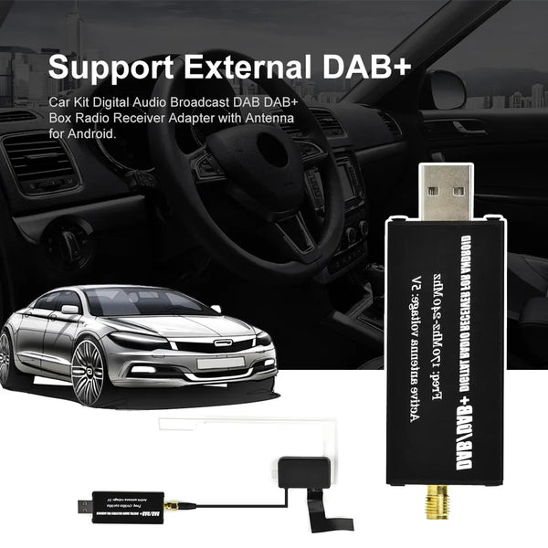 DHStyling DAB+ USB dongle and aerial adapter for compatible Android car stereo head units
