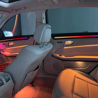Mercedes E-Class W212 2010–2015 30-piece app-controlled ambient lighting kit with illuminated dashboard vents, doors and centre console
