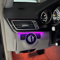 Mercedes E-Class W212 2010–2015 30-piece app-controlled ambient lighting kit with illuminated dashboard vents, doors and centre console
