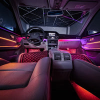Mercedes E-Class W212 2010–2015 30-piece app-controlled ambient lighting kit with illuminated dashboard vents, doors and centre console
