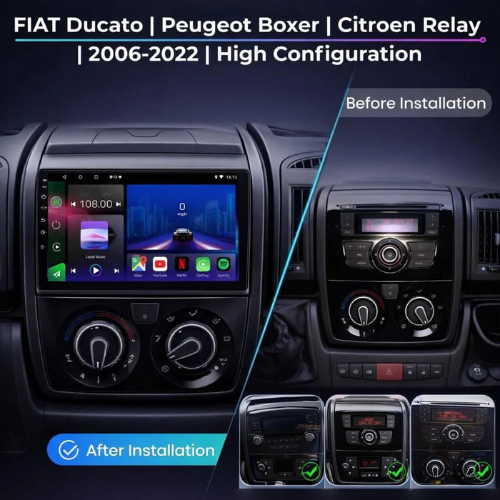 Fiat Ducato, Peugeot Boxer & Citroën Relay Android 15 Car Stereo Head Unit (2006–2022)