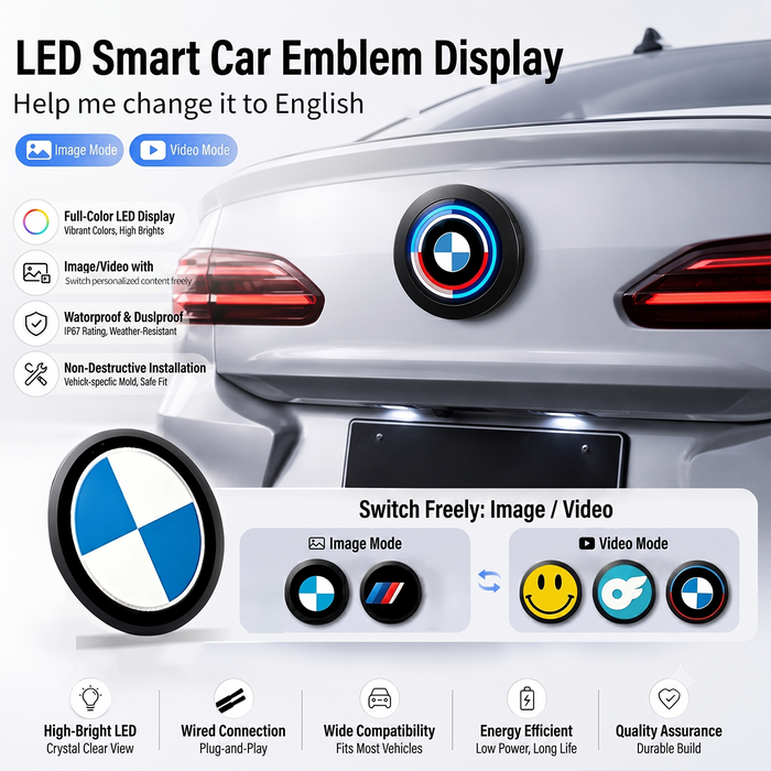 BMW F/G Series digital LCD rear badge fitted to a BMW