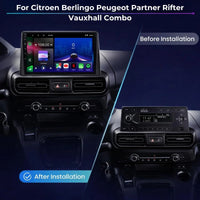 Peugeot Partner Citroën Berlingo and Vauxhall Combo Android 15 car stereo with Wireless Apple CarPlay and Android Auto
