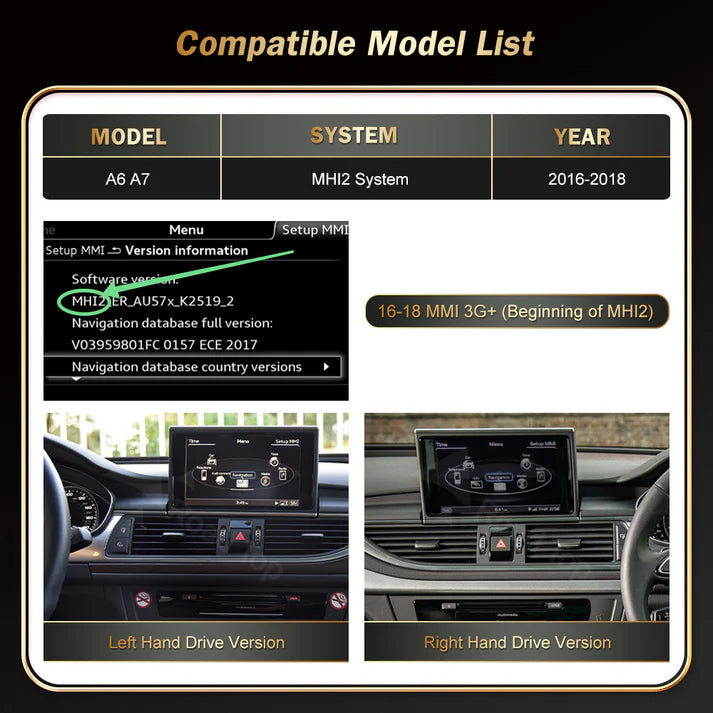 AUDI A6 / A7 CARPLAY SCREEN 2011 - 2018