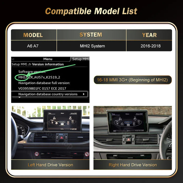 AUDI A6 / A7 CARPLAY SCREEN 2011 - 2018