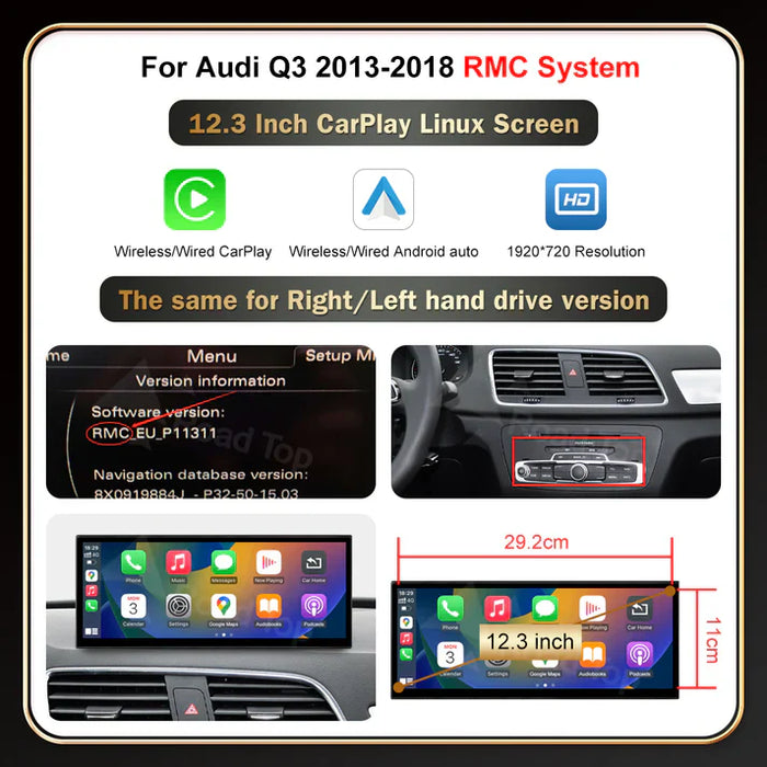 AUDI A1/Q3 CARPLAY SCREEN 2012 - 2018