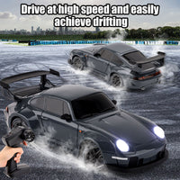 Porsche Style RC Drift Car 1:24 Scale 4WD 2.4GHz Remote Control Racing Car with Drift Mode & LED Lights