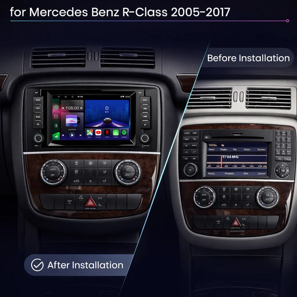 Mercedes R-Class 2005–2017 Android 15 car stereo with Wireless Apple CarPlay and Android Auto
