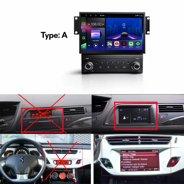 Citroën C3 DS3 and C5 Android 15 car stereo with Wireless Apple CarPlay and Android Auto

