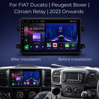 Fiat Ducato Peugeot Boxer and Citroën Relay 2023 onwards Android 15 car stereo with Wireless CarPlay and Android Auto
