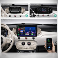 Fiat 500 500C and 500e 2015–2020 Android 15 touchscreen stereo with Wireless Apple CarPlay and Android Auto
